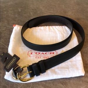 NWT Coach black leather belt (women) - size M
